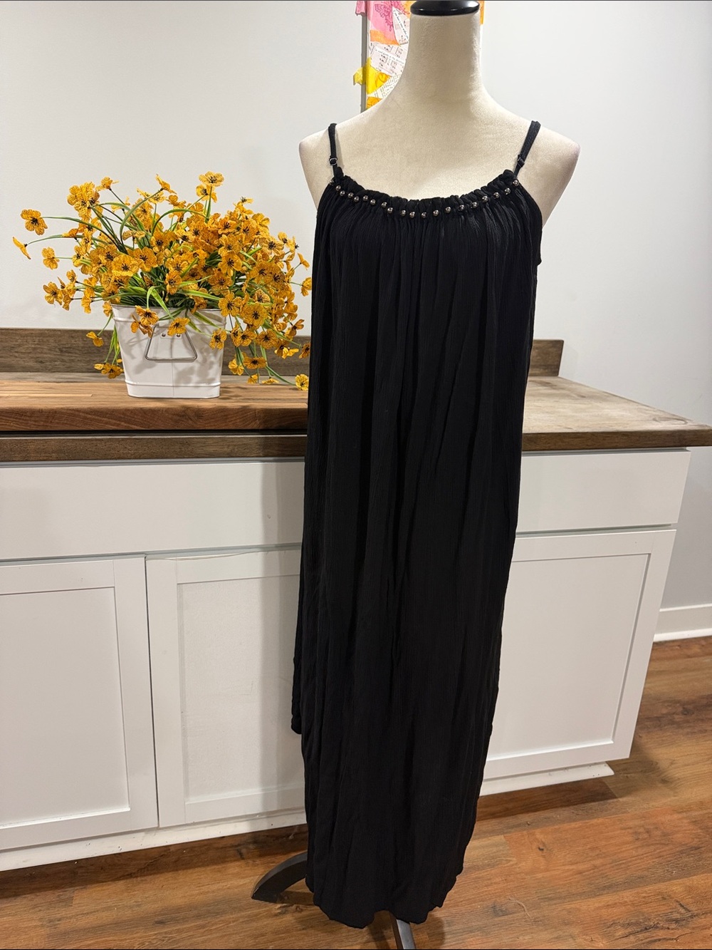 Maurices Black Beaded Strap Maxi Dress XXL